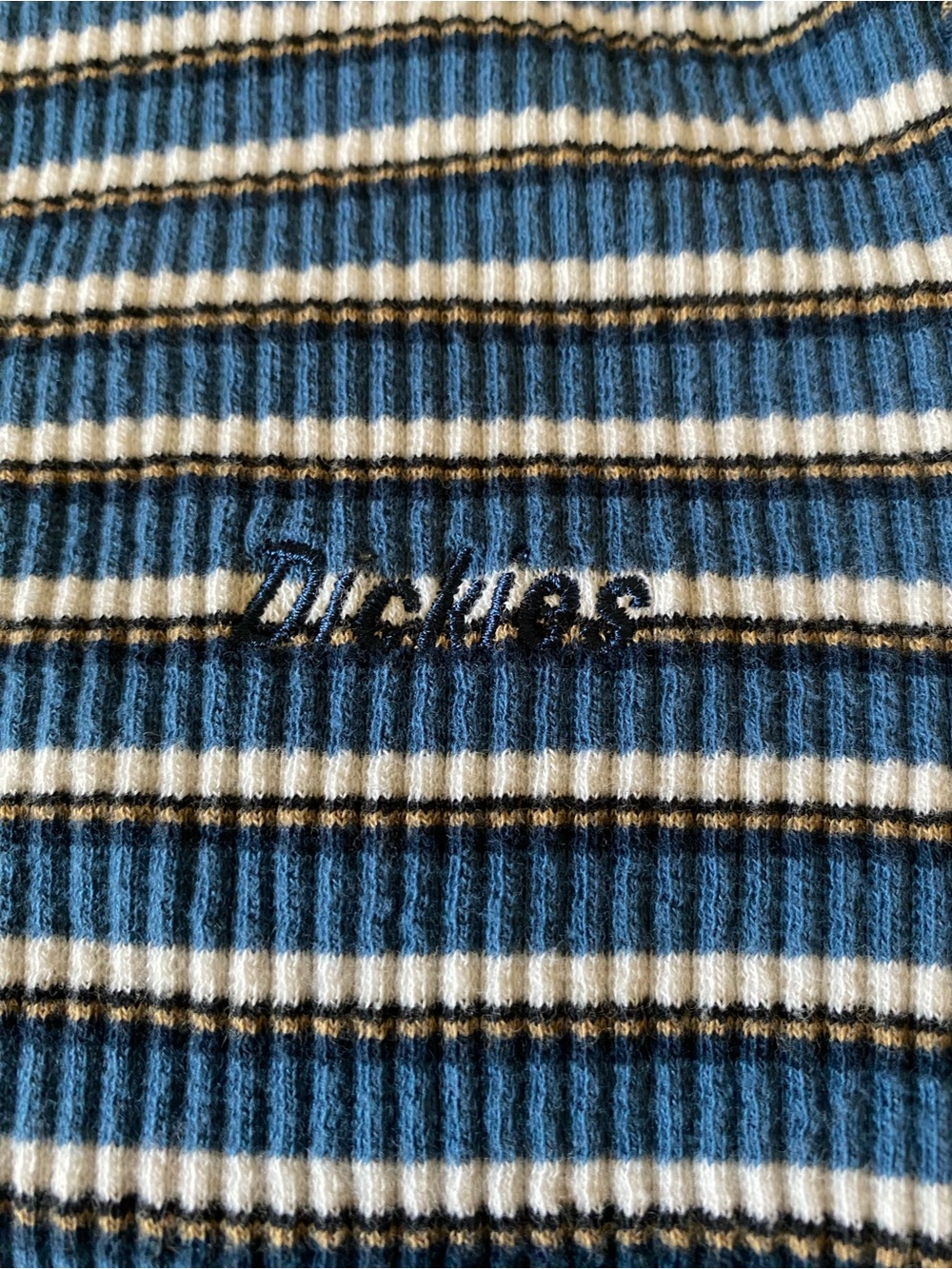 Striped Blue & White Ribbed  Tee - Picture 3 of 6